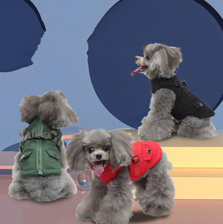 Chaqueta de invierno con cremallera para perro – Abrigo de algodón cálido para mascotas