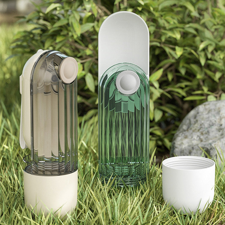 2-in-1 pet bottle pair, green and white, with flip drinking cup