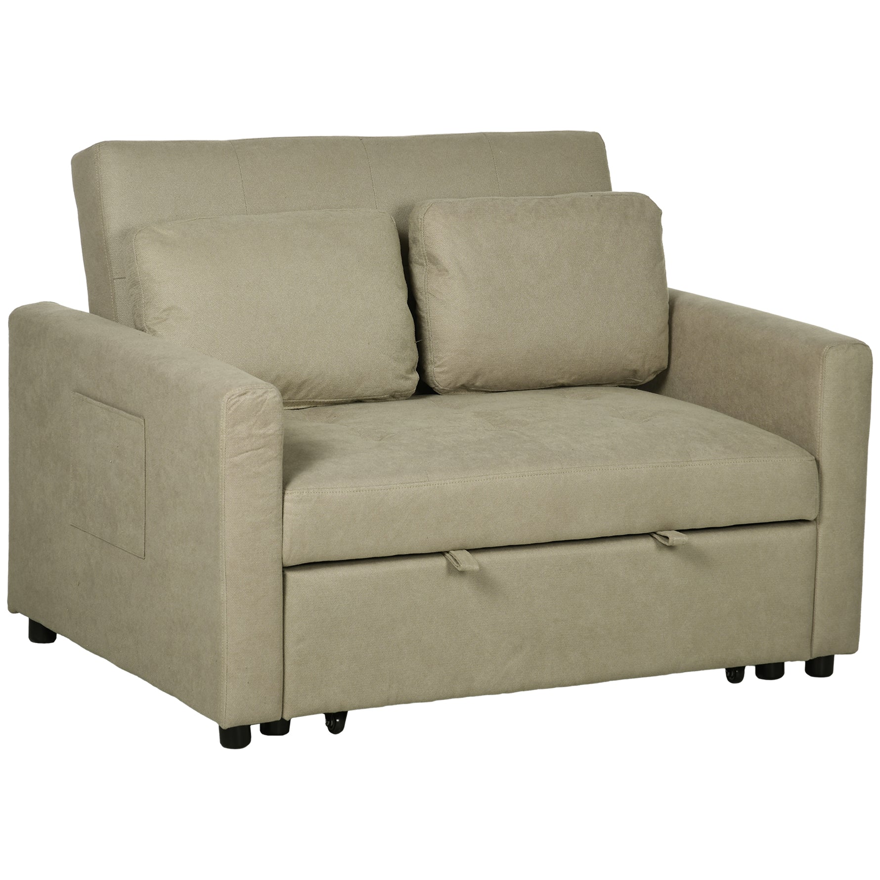 Loveseat Sofa Bed – Click-Clack Convertible Settee, Light Brown