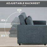 Loveseat Sofa Bed – Click-Clack Convertible Settee, Charcoal Grey