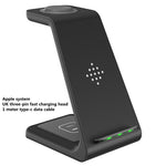 Black wireless charger stand with vertical charging slot and illuminated indicator light