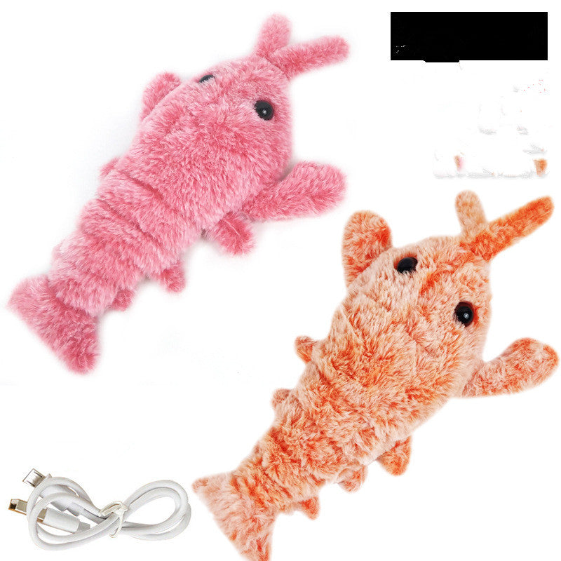 Electric Jumping Shrimp Cat Toy – USB Rechargeable Plush Lobster