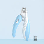 Electric pet nail grinder with LED light, light blue handheld design
