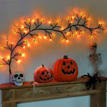 Guirnalda de luces LED de sauce de Halloween con motivos de murciélago y calabaza para decoración interior y exterior de fiestas y casas