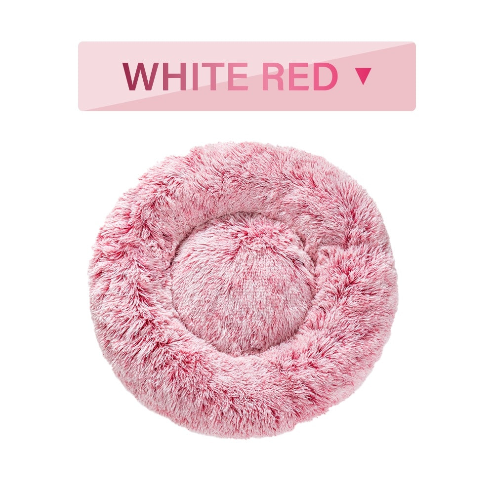 Fluffy Donut Dog Bed | Cozy Plush Cushion for Small & Large Pets | Washable & Calming Design
