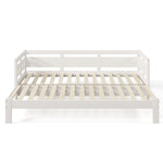 Daybed Cabin Bed Wooden 3FT Single Sofa Guest Bed Sofa Bed, Pull Out Trundle Wooden Bed Heart-Shaped For Children Adults Bed For Living Room And Bedroom -90 X190 Cm -White