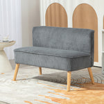 Modern Corduroy Double Seat Sofa W/ Wood Frame Foam Padding Soft Comfortable Compact Couch Grey