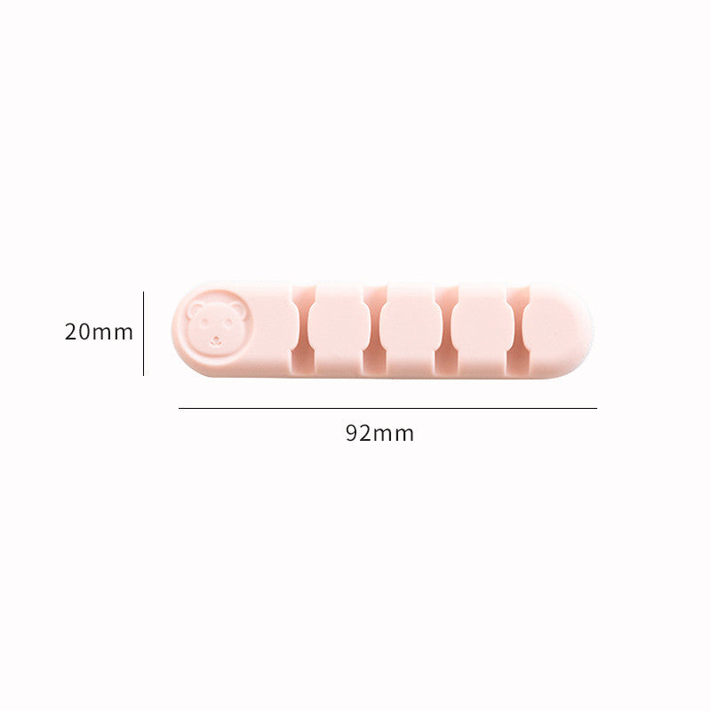 No Hole Punching Bear Pattern Silicone Data Cable Organizer