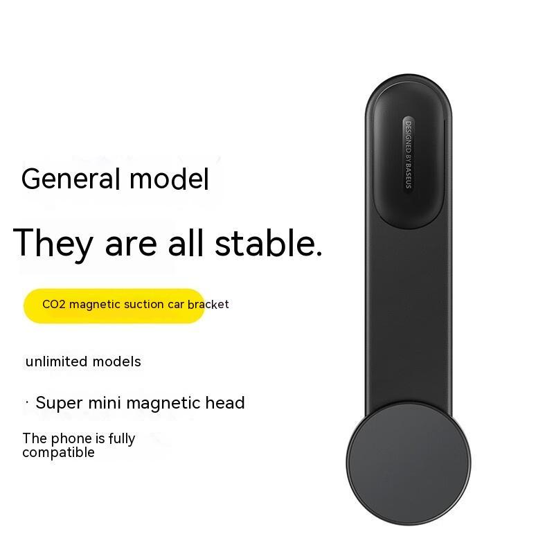 Black magnetic car phone holder with slim body and circular magnetic head