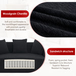 Compression Sponge Sofa Black Curved Modular Sectional  30D High-Density Chenille Sleeper Couch For Apartment Living Room 110L