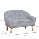 Kids 2-Seater Armchair – Wood Frame Mini Sofa for Children's Bedroom, Grey