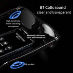 Black smart glasses with built-in microphone and HD speaker on the temple, close-up