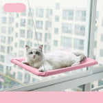 Cat window hammock perch with suction cups, pink fabric bed