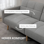 2-in-1 Convertible Sofa Bed 205x88cm – Linen-Look Grey Couch, Space-Saving Design