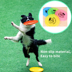 Silicone dog flying disc, orange with colorful disc set shown