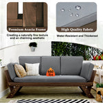 TOPMAx Outdoor Adjustable Patio Wooden Daybed Sofa Chaise Lounge With Cushions For Small Places  Brown Finish Gray Cushion