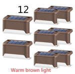 Nueva actualización Lámpara solar de valla LED impermeable Luces solares de cubierta Luz solar de paso al aire libre para escaleras de patio, camino de jardín, patio de paso