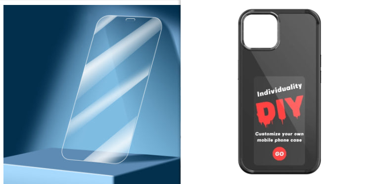 Black NFC smart display phone case with DIY graphic on back