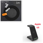 Wireless charger stand with cable, black, 1m, Lightning to Type-C connectors