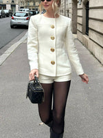 Stylish White Single Breasted Jacket & Shorts Suit - Elevate Your Wardrobe in Confidence