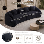 Compression Sponge Sofa Black Curved Modular Sectional  30D High-Density Chenille Sleeper Couch For Apartment Living Room 110L