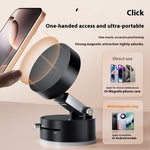 Foldable magnetic car phone holder with black mount and suction base