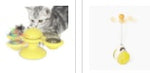 Cat rotating windmill toy with yellow base and spiky top disc