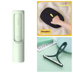 Reusable pet hair lint roller brush with light green handle and lint drum