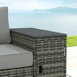 3 Seater Wicker Outdoor Couch Patio Sofa with Storage, Thickened Cushions and Wide Armrests for Porch Yard, Gray