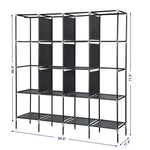 67 Inch Clothes Closet Portable Wardrobe Clothes Storage Rack 12 Shelves 4 Side Pockets Gray