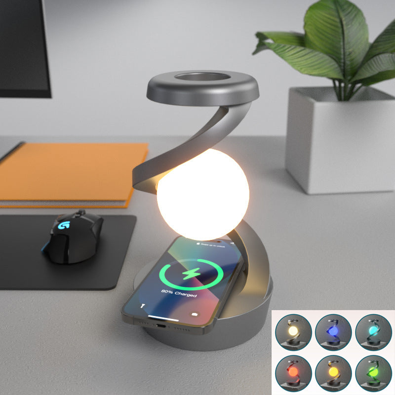 Lámpara de escritorio giratoria Luna con carga inalámbrica para teléfono, lámpara de mesa con sensor de control, lámpara decorativa de escritorio, lámpara de noche pequeña, decoración del hogar