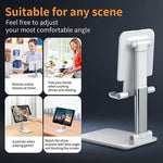 Foldable desktop phone stand with white base and angled support for smartphone