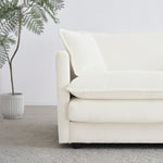 Comfy Deep Single Seat Sofa Upholstered Reading Armchair Living Room Chair White Chenille Fabric , 1 Toss Pillow