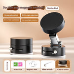 Obsidian black magnetic car phone holder with suction base and foldable bracket