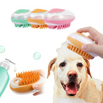 2-in-1 pet bath brush set with silicone massage nubs and bristle comb, pink orange green