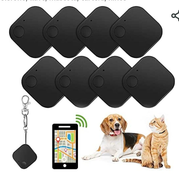 Black square anti-lost finder patch 8-pack with round buttons and indicator dots