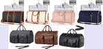Foldable waterproof travel duffel bag set in dark, tan, blue, and pink colors