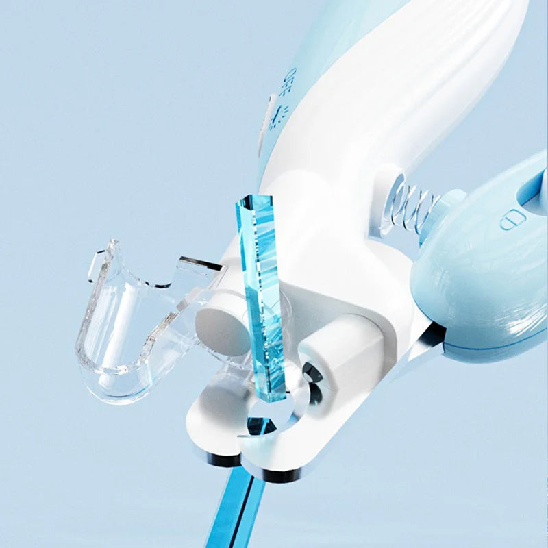 Pet LED nail grinder tool head with clear guard and blue sanding band