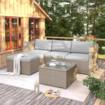 Garden Corner Sofa Rattan Garden Furniture Patio Set Garden Entertaining Set Garden Rattan Furniture Lounge Set,Khaki