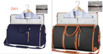 Waterproof travel duffle set, navy bag with light-blue lining and mesh zip pouch