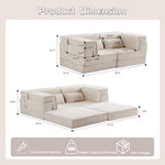Compression Mahjong Sofa,Convertible Floor Sofa Bed,DIY Boneless Modular Sectional Sofa,No Assembly Required,Circle Fleece Fabric,Modern Oversized Loveseat,White