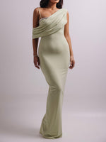 Light Green Rhinestone Off-The-Shoulder Bodycon Dress by [Brand Name] - Dazzle in Style