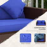 Outdoor Wicker Loveseat – 2-Seat PE Rattan Patio Sofa, Dark Blue