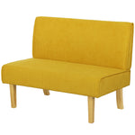 Zweisitzer-Sofa Mit Cord-Bezug, Dicker Polsterung Und Soliden Holzbeinen Für Wohnzimmer, Schlafzimmer, Büro, Gelb