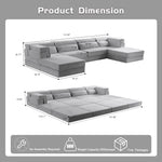 Modular sectional sofa dimension diagram showing layout, light grey