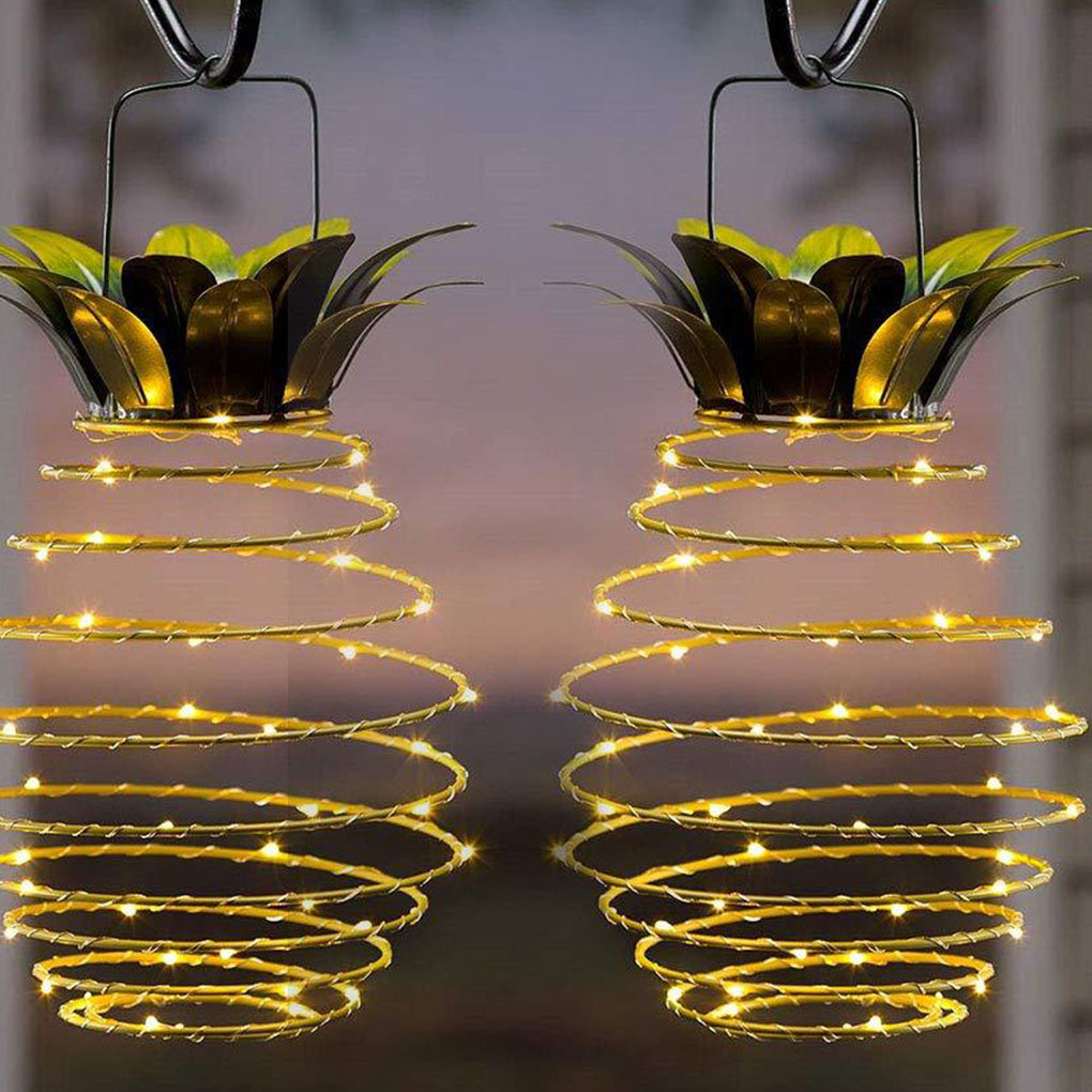 Luces solares impermeables de jardín con forma de piña para exteriores, luces de camino, luces de hadas colgantes, decoración de cadena de luces LED solares cálidas