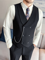 Stylish Men's Double-Breasted Shawl Collar Vest in Yarn-Dyed Fabric