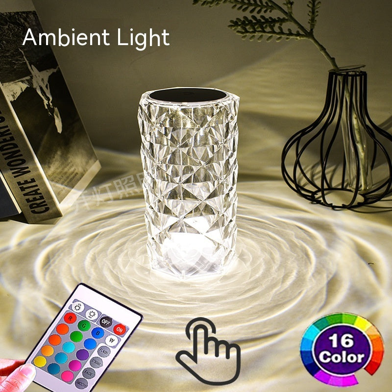 Lámpara de ambiente Crystal Rose, lámpara de mesa LED creativa