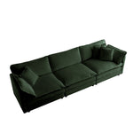Sofa Set Of 3, 1-1-3 Seats Living Room Sofa Set, Accent Chair, Loveseat, And Three-Seat Sofa Modern Style Round Arms 3 Piece Sofa Set, Green Chenille