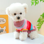 Colorful Stripes Pet Ring Sweater - Soft Comfort for Your Furry Friend